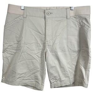 Riders by Lee Indigo Womens Khaki Utility Cargo Shorts Tan Size 18 M
